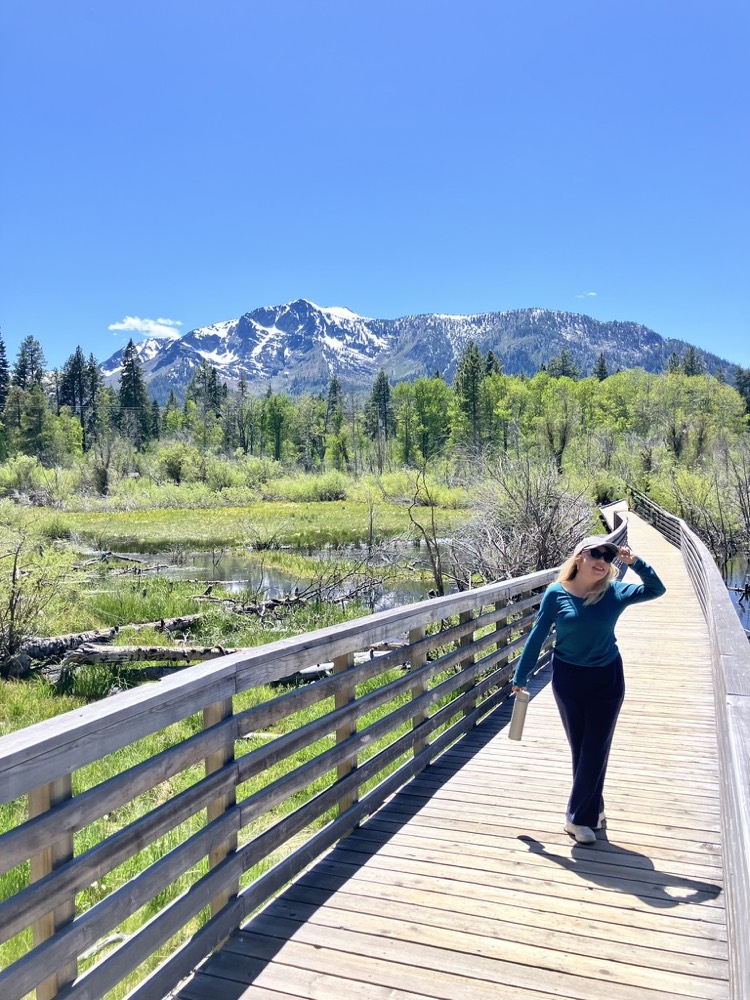 Irma Ward on a boardwalk trail near Lake Tahoe